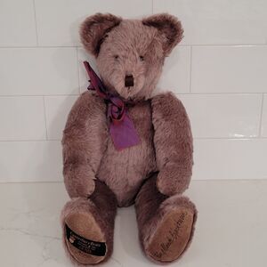 Canterbury Bears 1992 Signed Blackburn 24" Gund Lilac Jointed Plush 161/750 READ